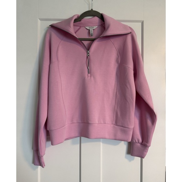 SPANX Tops - Spanx Air Essentials Half Zip Pullover Size Small Petite Pink Ultra Soft NWOT